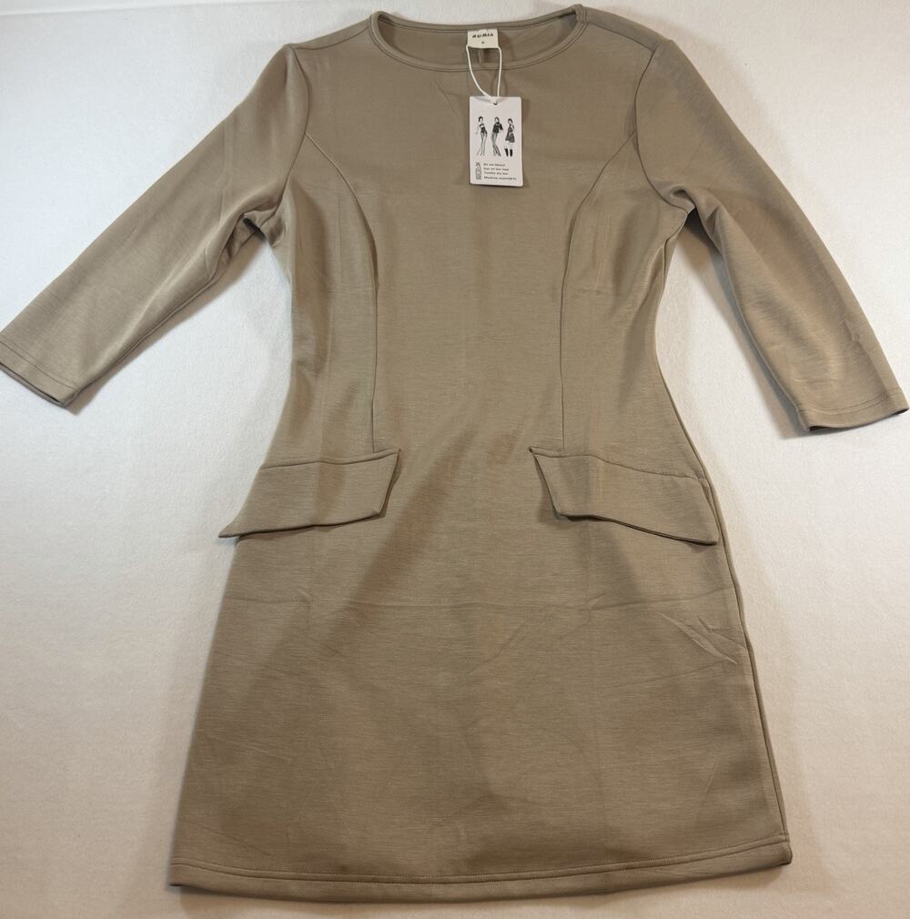 Rumia Taupe Stretch Sheath Dress Size S NWT